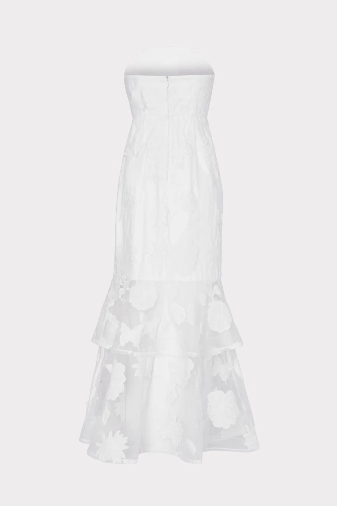 MILLY White Dresses-3D Butterfly Embroidery Strapless Dress White