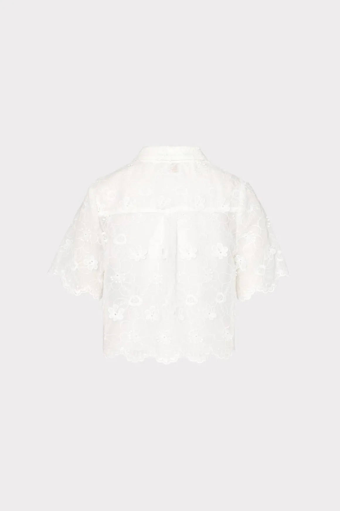 MILLY Jumpsuits & Rompers-3D Floral Cotton Eyelet Button Up Top White