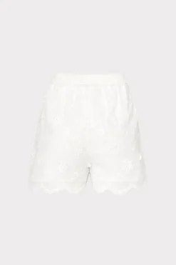 MILLY Jumpsuits & Rompers-3D Floral Cotton Eyelet Shorts White