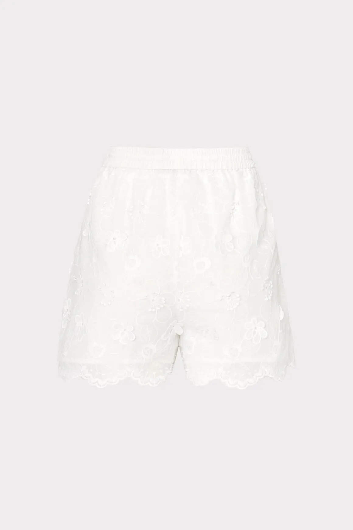 MILLY Cover-Ups-3D Floral Cotton Eyelet Shorts White