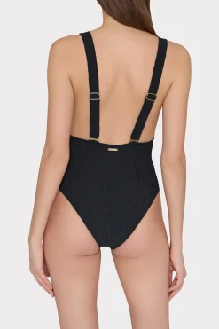 MILLY Jumpsuits & Rompers-Deep Dive One Piece With Smocking Black