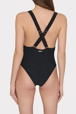 MILLY Jumpsuits & Rompers-Deep Dive One Piece With Smocking Black