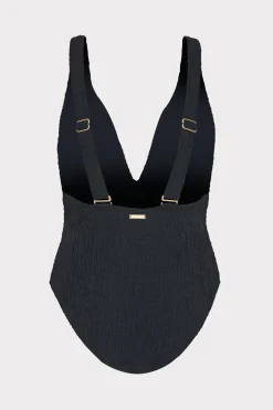 MILLY Jumpsuits & Rompers-Deep Dive One Piece With Smocking Black