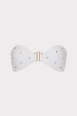 MILLY Jumpsuits & Rompers-Diamond Heat Set Bandeau Bikini Top White