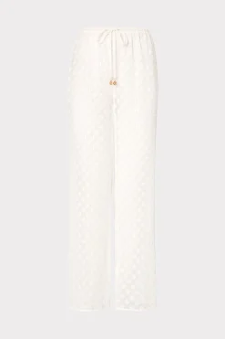 MILLY Jumpsuits & Rompers-Diamond Jacquard Coverup Pants White/Gold