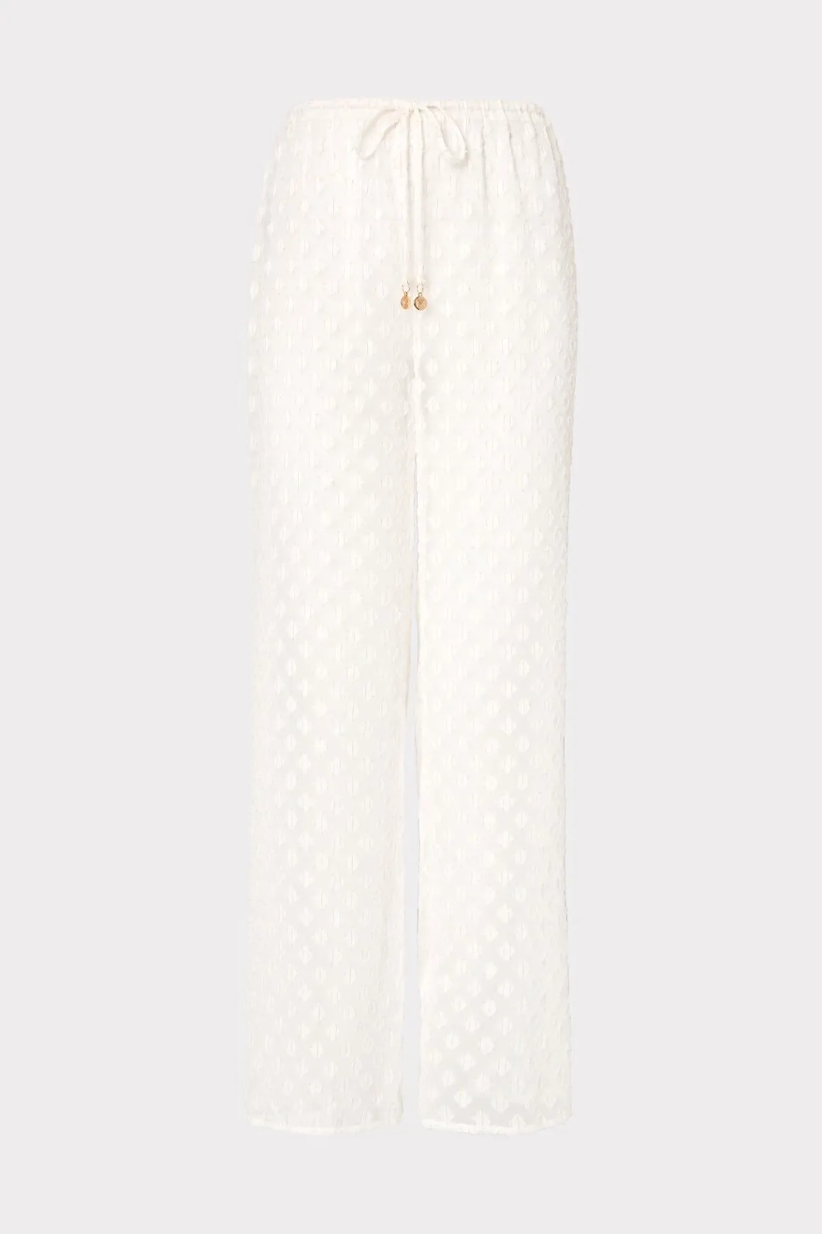 MILLY Jumpsuits & Rompers-Diamond Jacquard Coverup Pants White/Gold