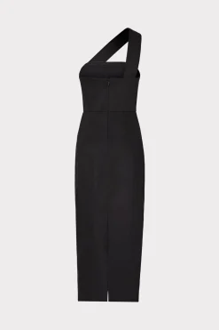 MILLY Jumpsuits & Rompers-Draped One Shoulder Linen Dress Black