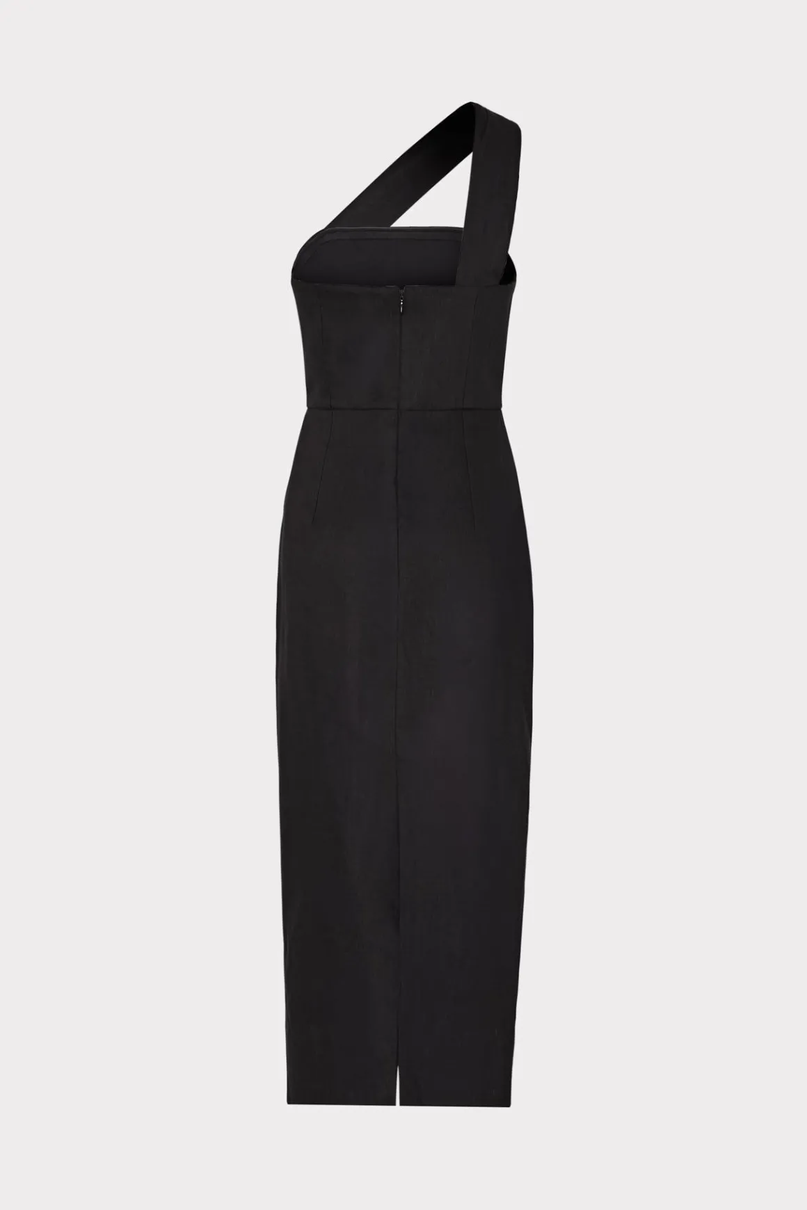 MILLY Jumpsuits & Rompers-Draped One Shoulder Linen Dress Black