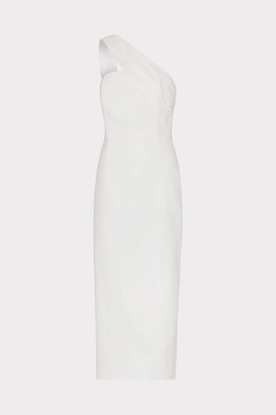 MILLY Guest Of Dresses-Draped One Shoulder Linen Dress White