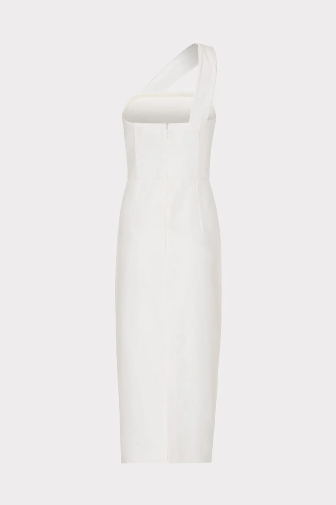 MILLY Guest Of Dresses-Draped One Shoulder Linen Dress White