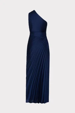 MILLY Guest Of Dresses-Estelle Satin Dress Navy