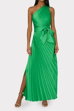 MILLY Evening Gowns-Estelle Satin Dress Green