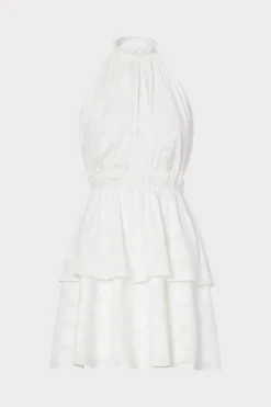 MILLY Day Dresses-Evelia Reina Graphic Dot Clipping Dress White