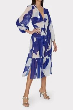 MILLY Jumpsuits & Rompers-Fiona Grand Foliage Cover-Up Navy/White