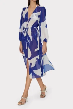 MILLY Jumpsuits & Rompers-Fiona Grand Foliage Cover-Up Navy/White