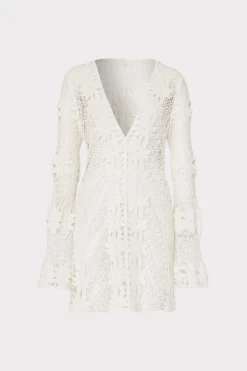MILLY Cover-Ups-Floral Crochet Coverup Dress White