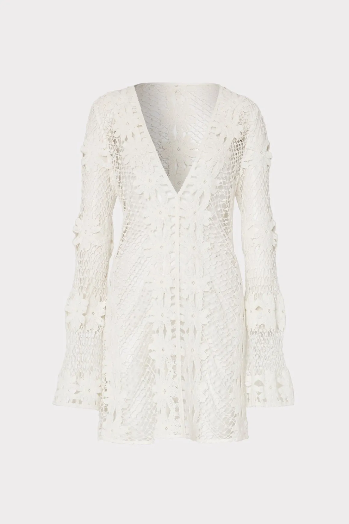 MILLY Cover-Ups-Floral Crochet Coverup Dress White