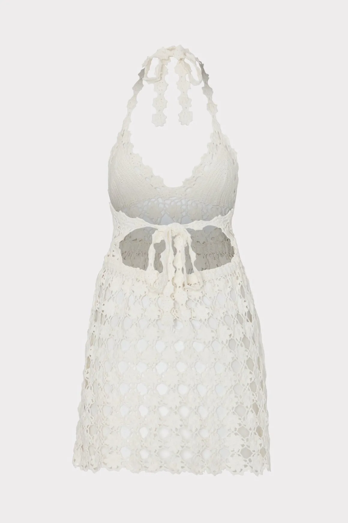 MILLY Cover-Ups-Floral Crochet Mini Cover-Up Dress Ecru