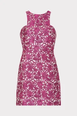 MILLY Jumpsuits & Rompers-Floral Jacquard Mini Dress Pink