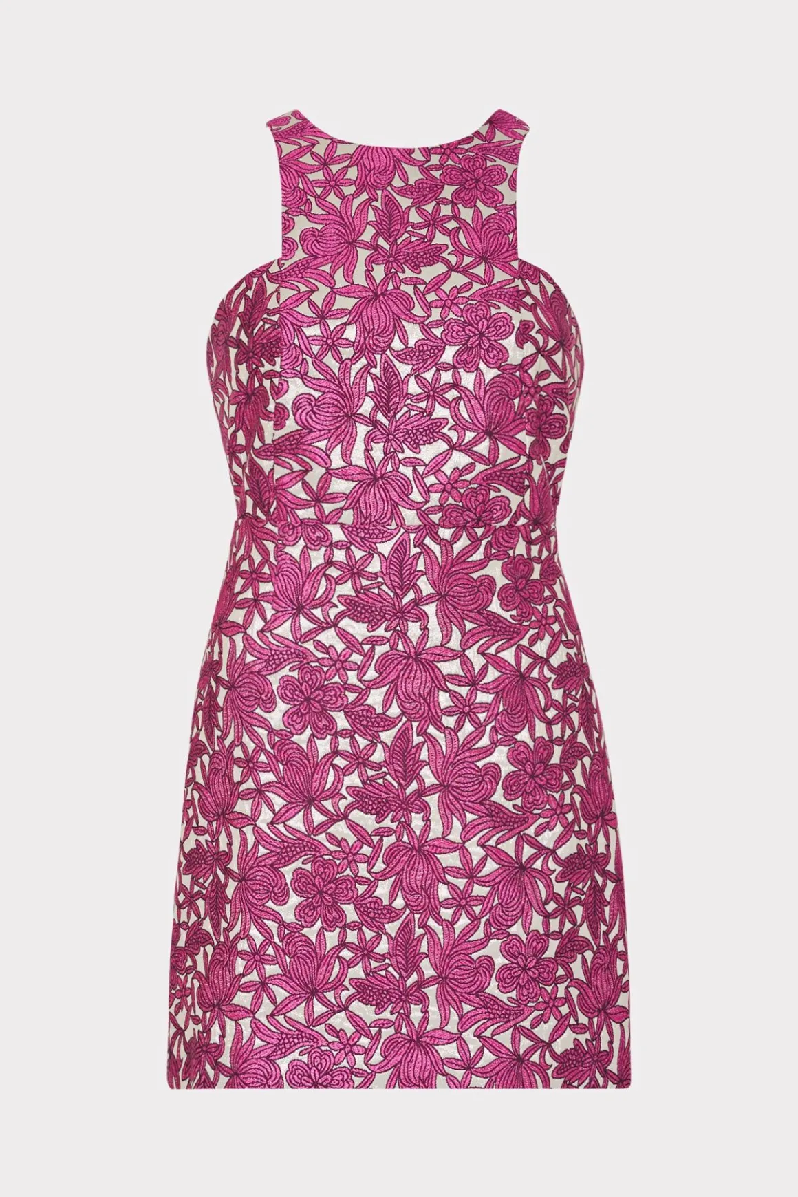 MILLY Mini Dresses-Floral Jacquard Mini Dress Pink
