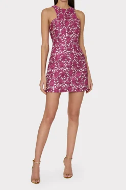 MILLY Guest Of Dresses-Floral Jacquard Mini Dress Pink
