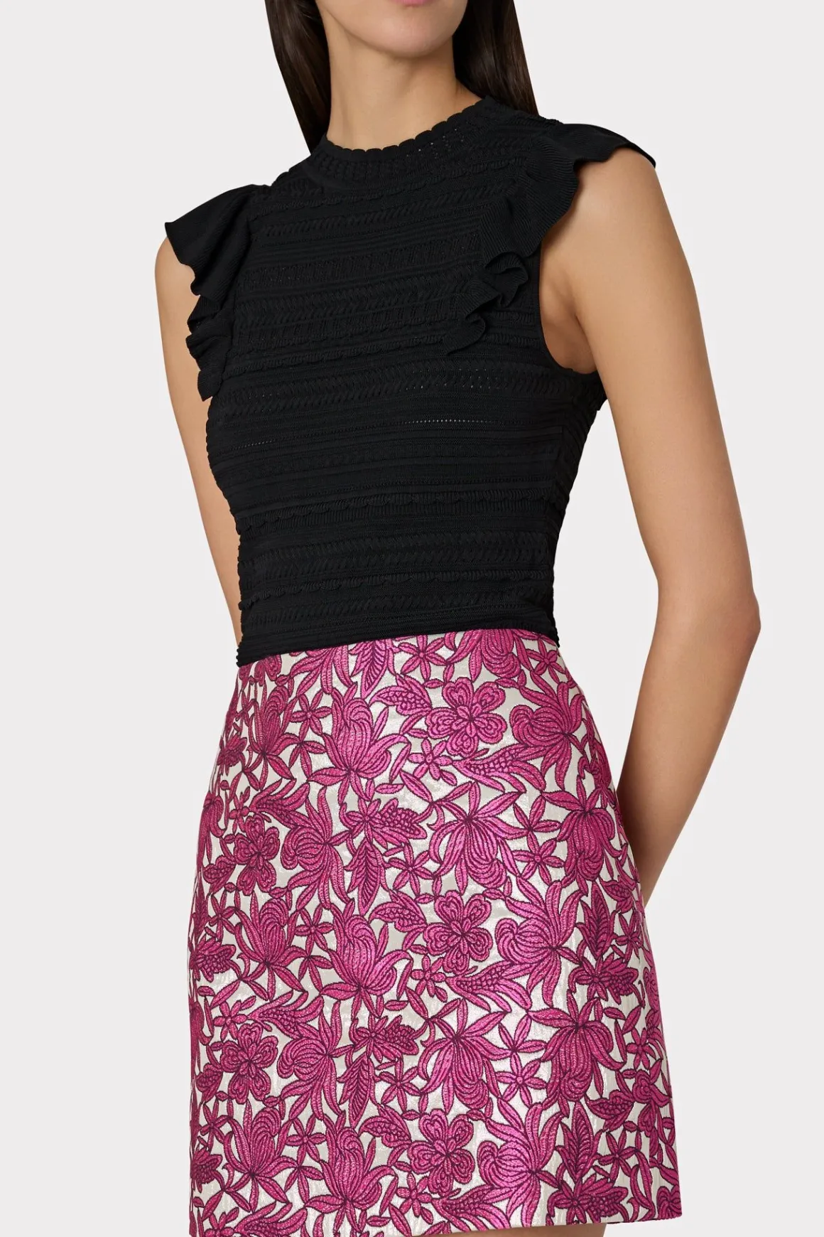 MILLY Jumpsuits & Rompers-Floral Jacquard Skirt Pink