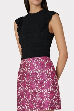 MILLY Skirts-Floral Jacquard Skirt Pink
