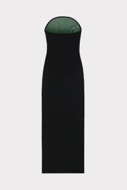 MILLY Sweaters & Knits-Floral Jacquard Strapless Midi Dress Black Multi