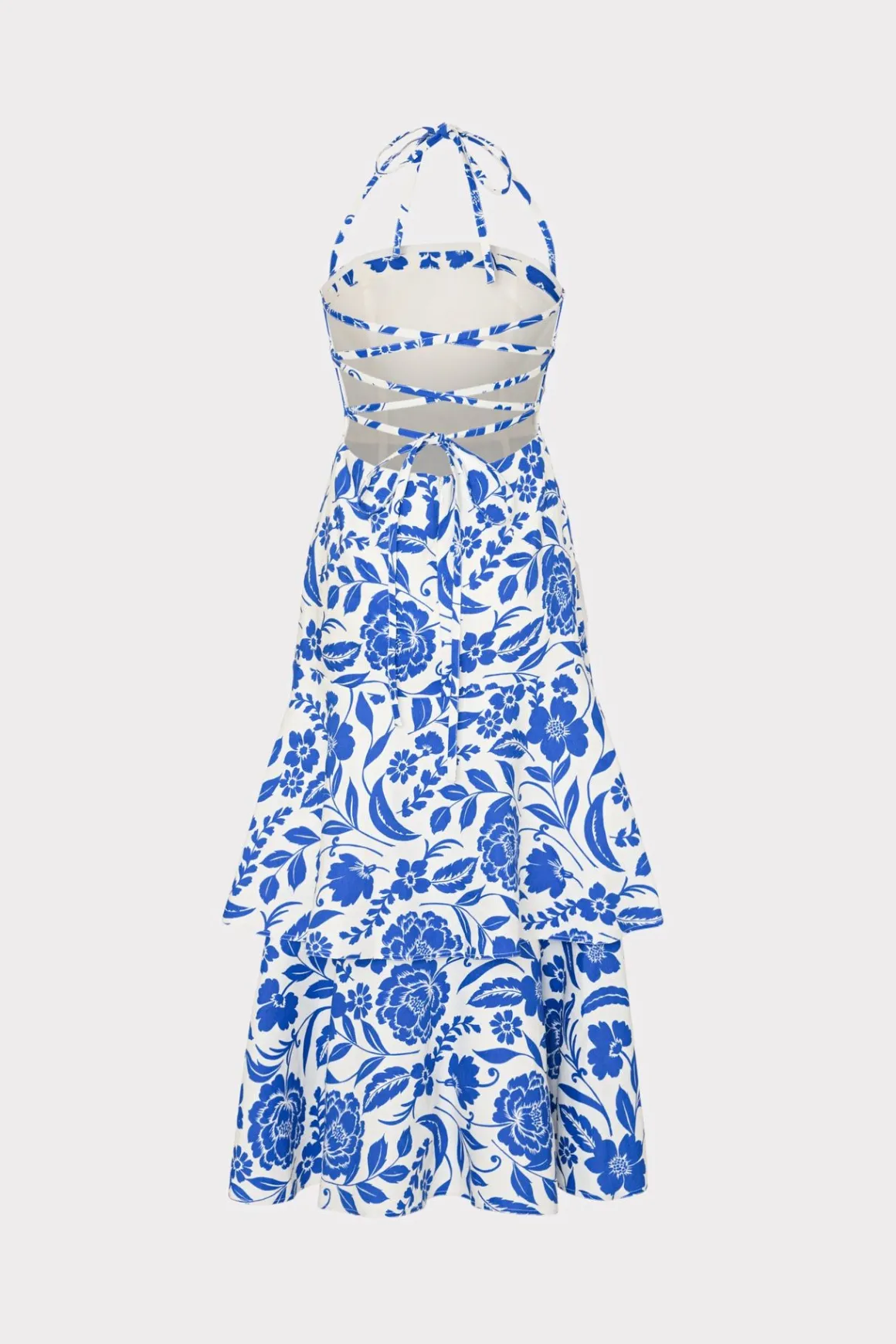 MILLY Maxi Dresses-Flowers Of Spain Linen Maxi Dress Blue/White