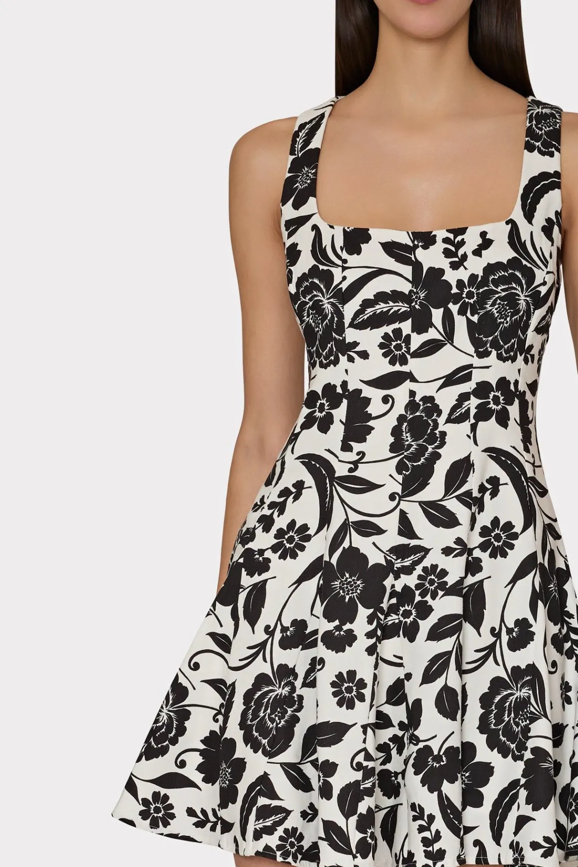 MILLY Sundresses-Flowers Of Spain Linen Mini Dress Black/White