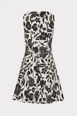 MILLY Sundresses-Flowers Of Spain Linen Mini Dress Black/White