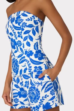 MILLY Jumpsuits & Rompers-Flowers Of Spain Linen Shorts Blue/White