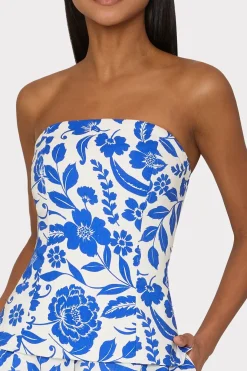 MILLY Jumpsuits & Rompers-Flowers Of Spain Linen Top Blue/White
