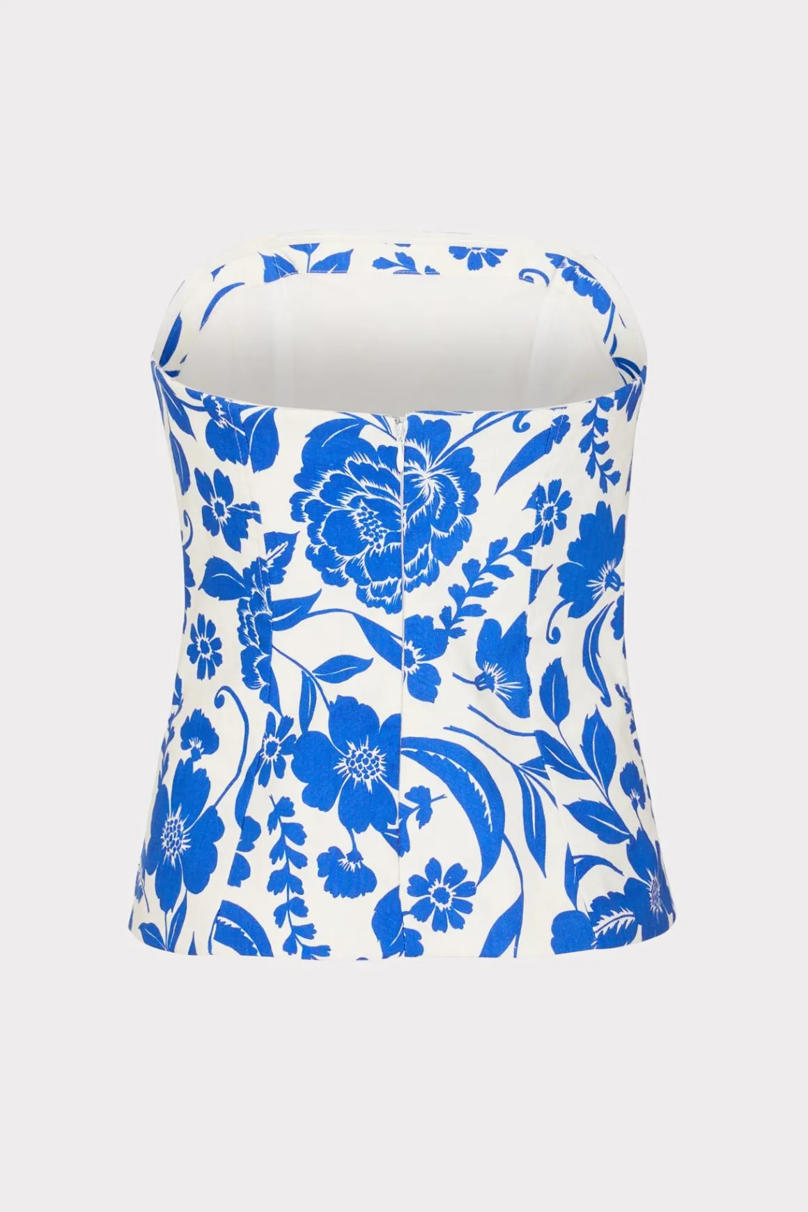 MILLY Jumpsuits & Rompers-Flowers Of Spain Linen Top Blue/White