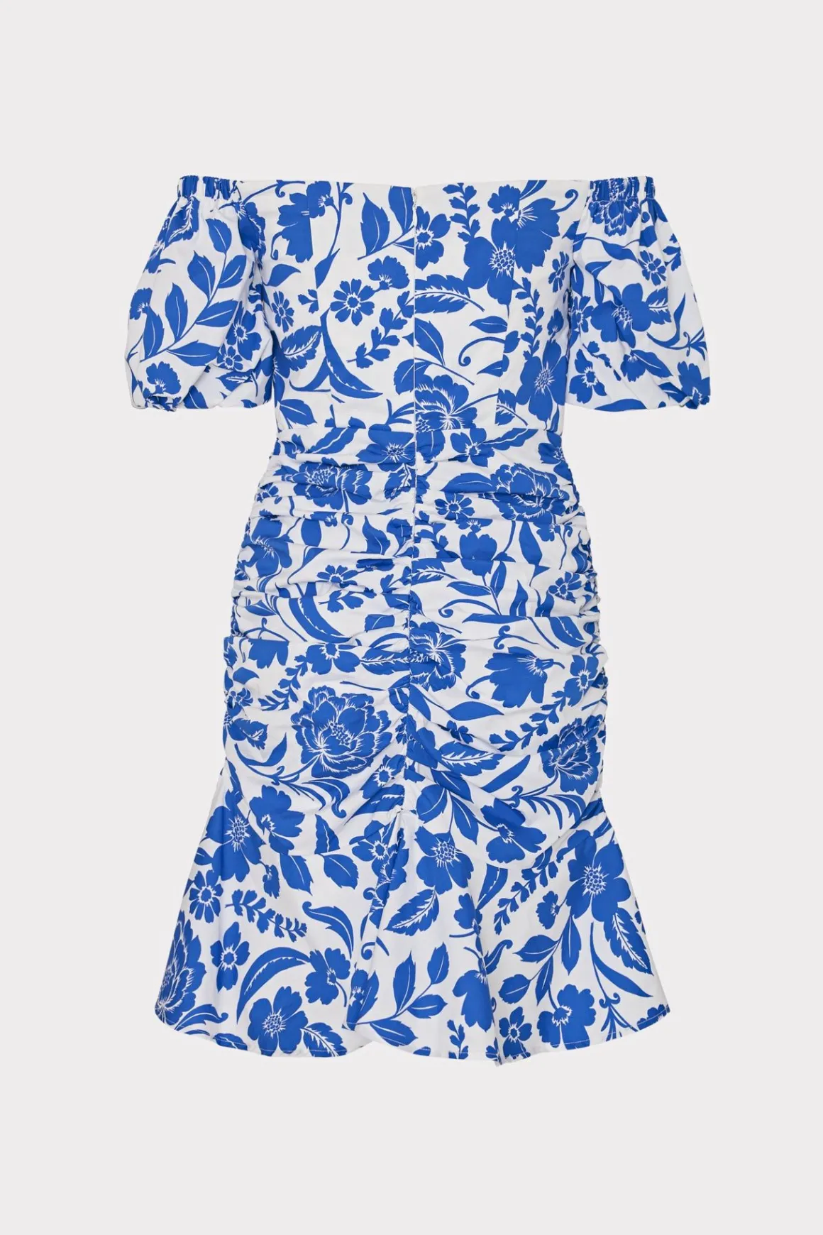 MILLY Mini Dresses-Flowers Of Spain Off The Shoulder Dress Blue/White