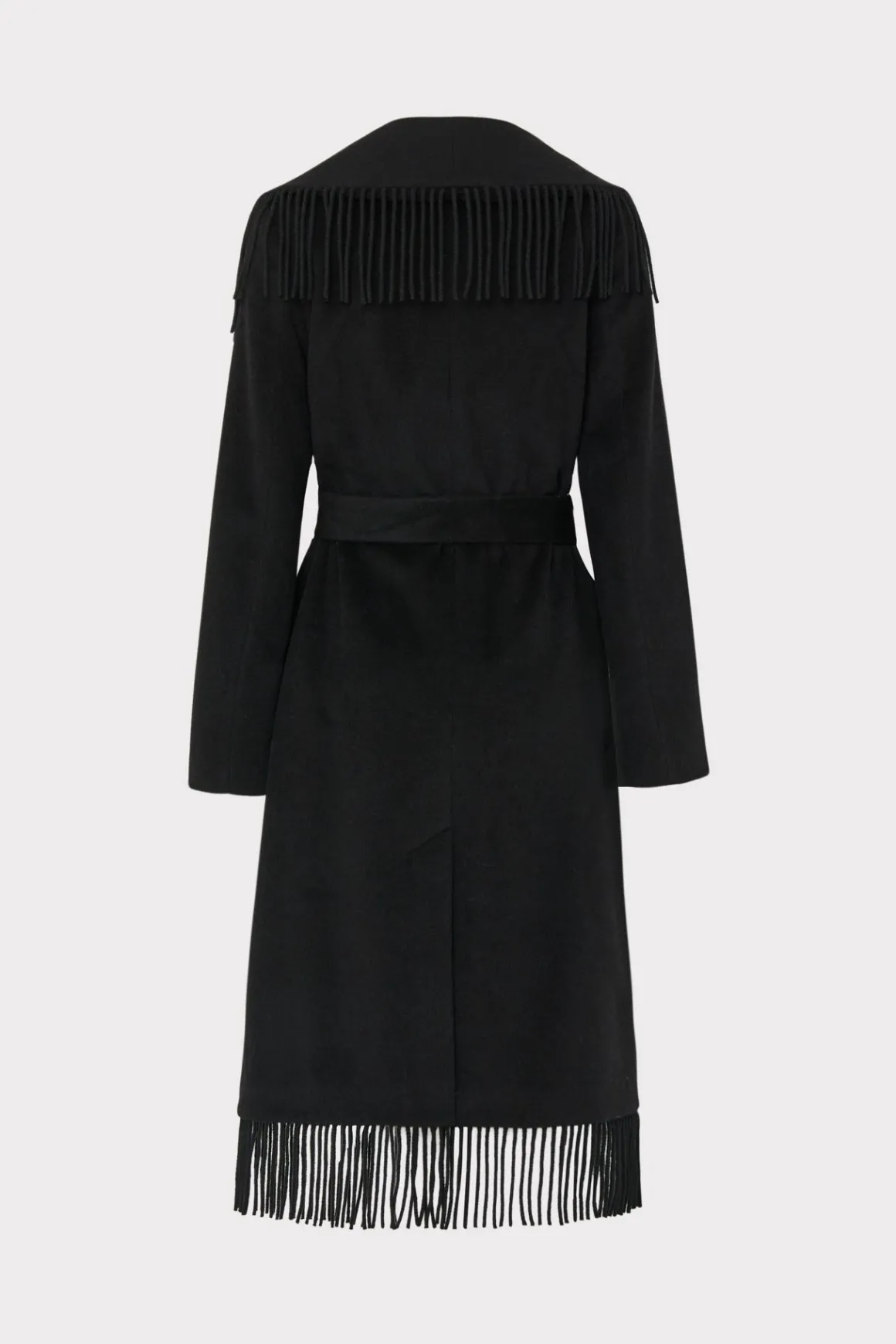 MILLY Coats & Jackets-Fringe Wool Coat Black
