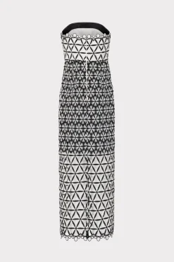 MILLY Little Black Dresses-Geo Star Lace Dress Black/White