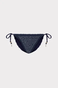MILLY Jumpsuits & Rompers-Glimmer String Bikini Bottom With Crystal Applique Navy