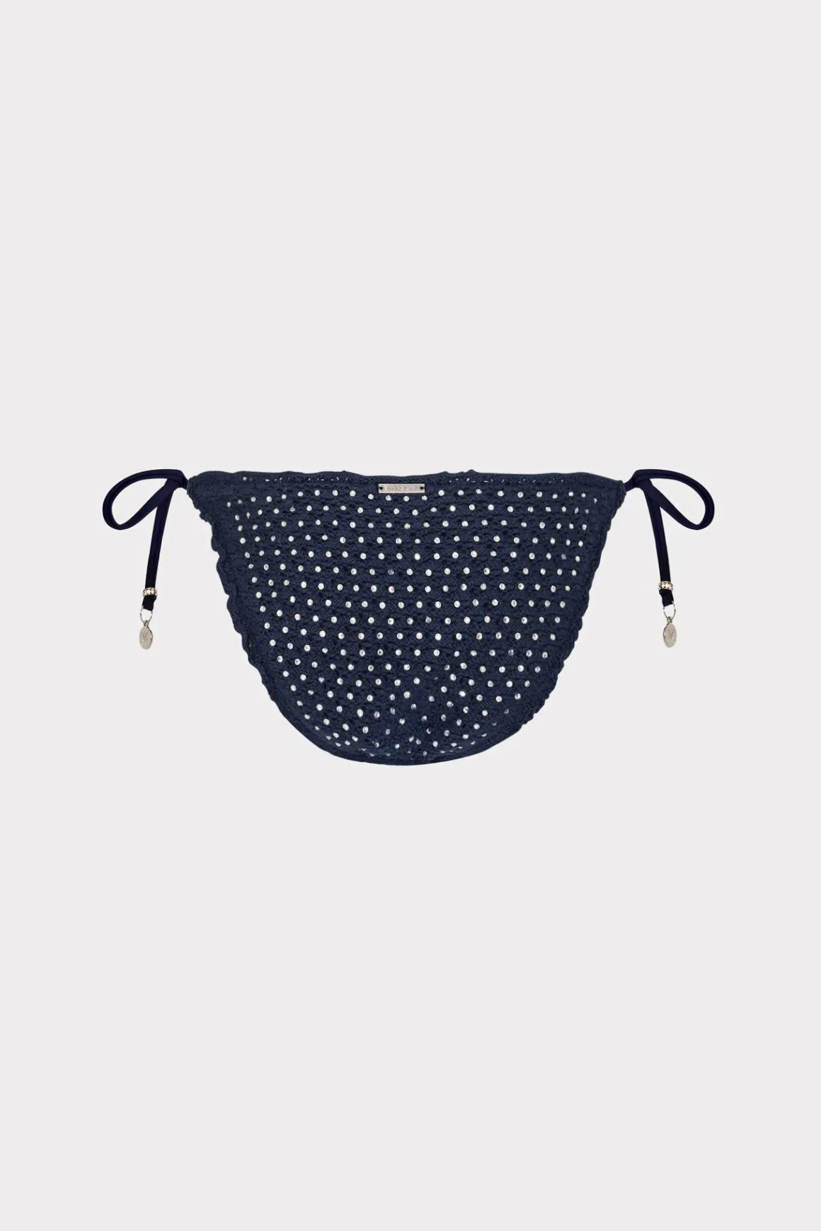 MILLY Jumpsuits & Rompers-Glimmer String Bikini Bottom With Crystal Applique Navy