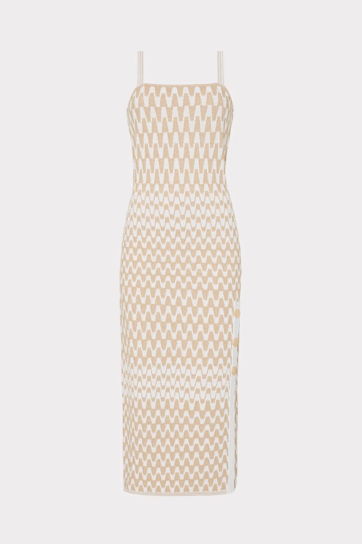 MILLY Knit Dresses-Gradient Zig Zag Midi Dress Natural Multi