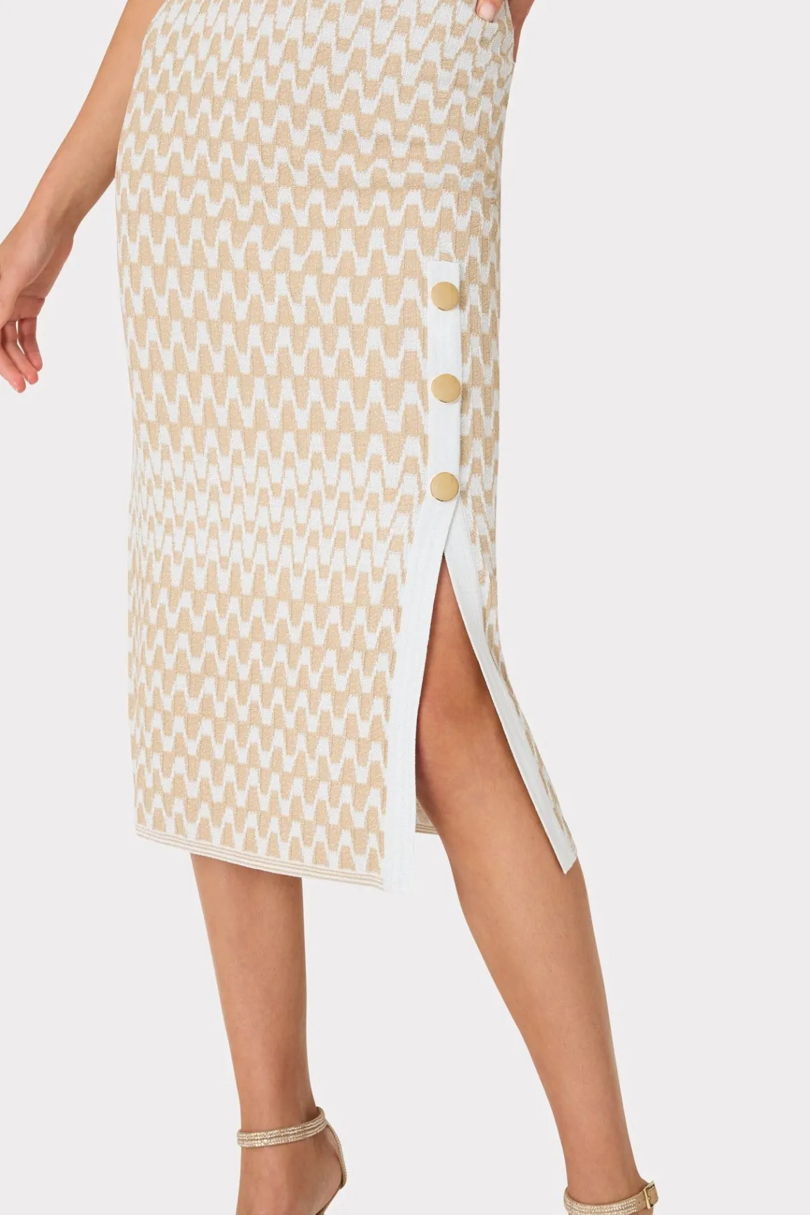 MILLY Knit Dresses-Gradient Zig Zag Midi Dress Natural Multi
