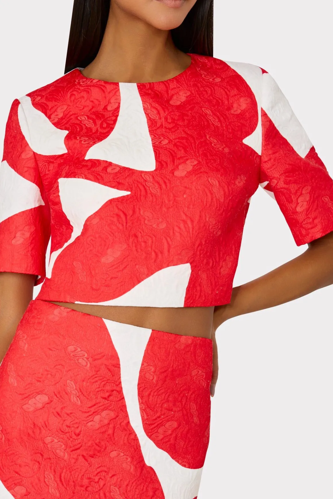 MILLY Matching Sets-Grand Foliage Modern Mini Skirt Red/White