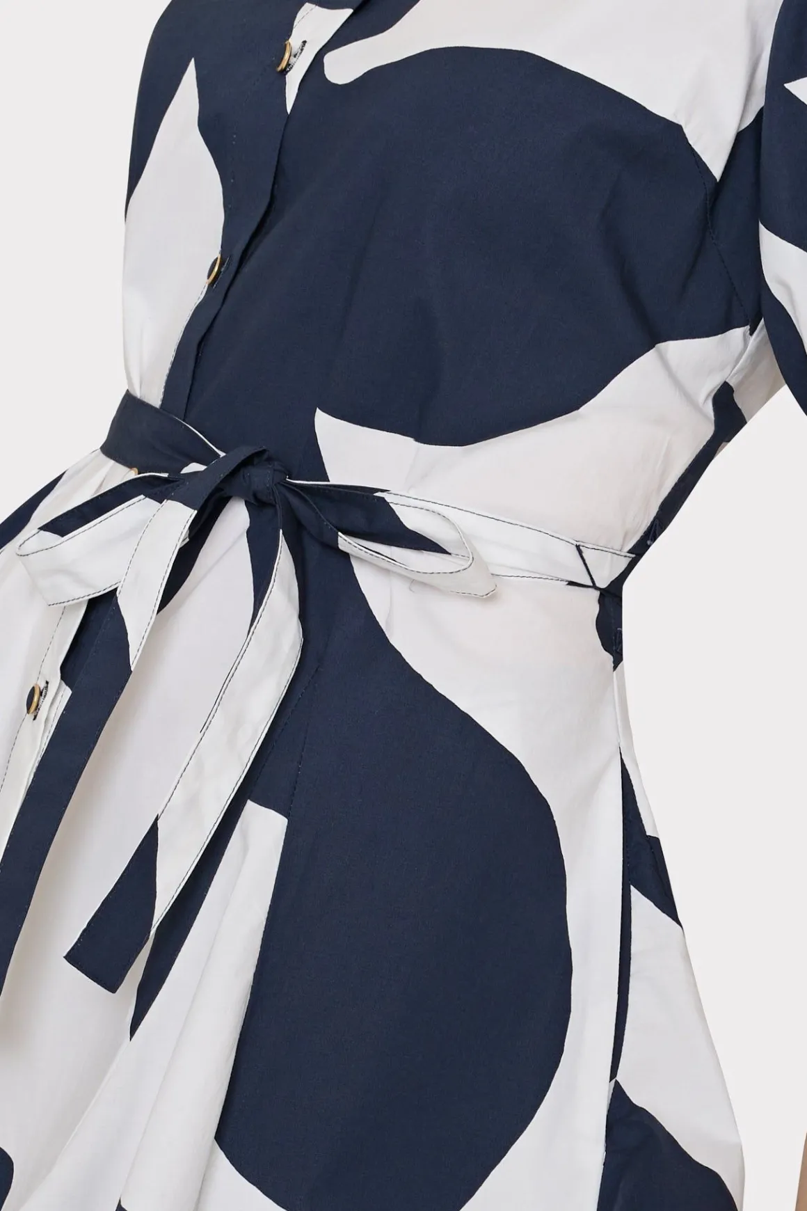 MILLY Mini Dresses-Grand Foliage Poplin Dress Navy/White