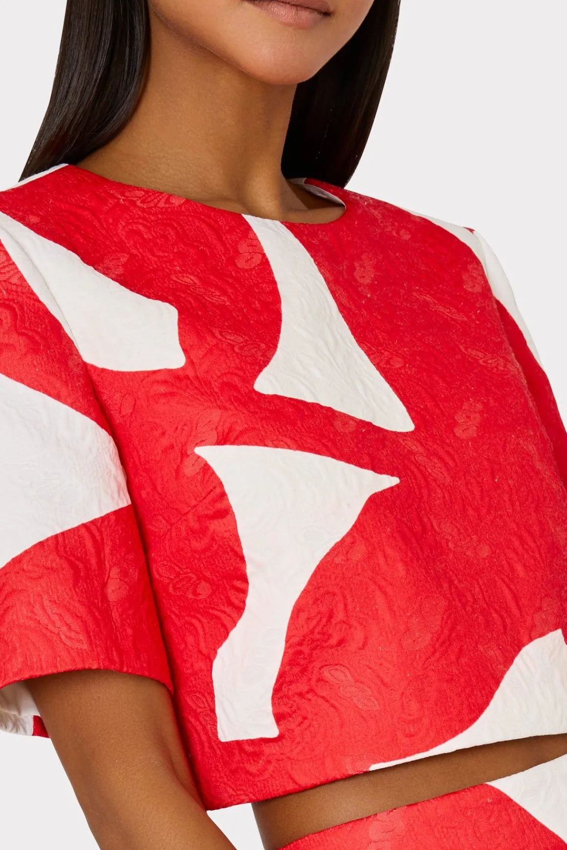 MILLY Tops-Grand Foliage Top Red/White
