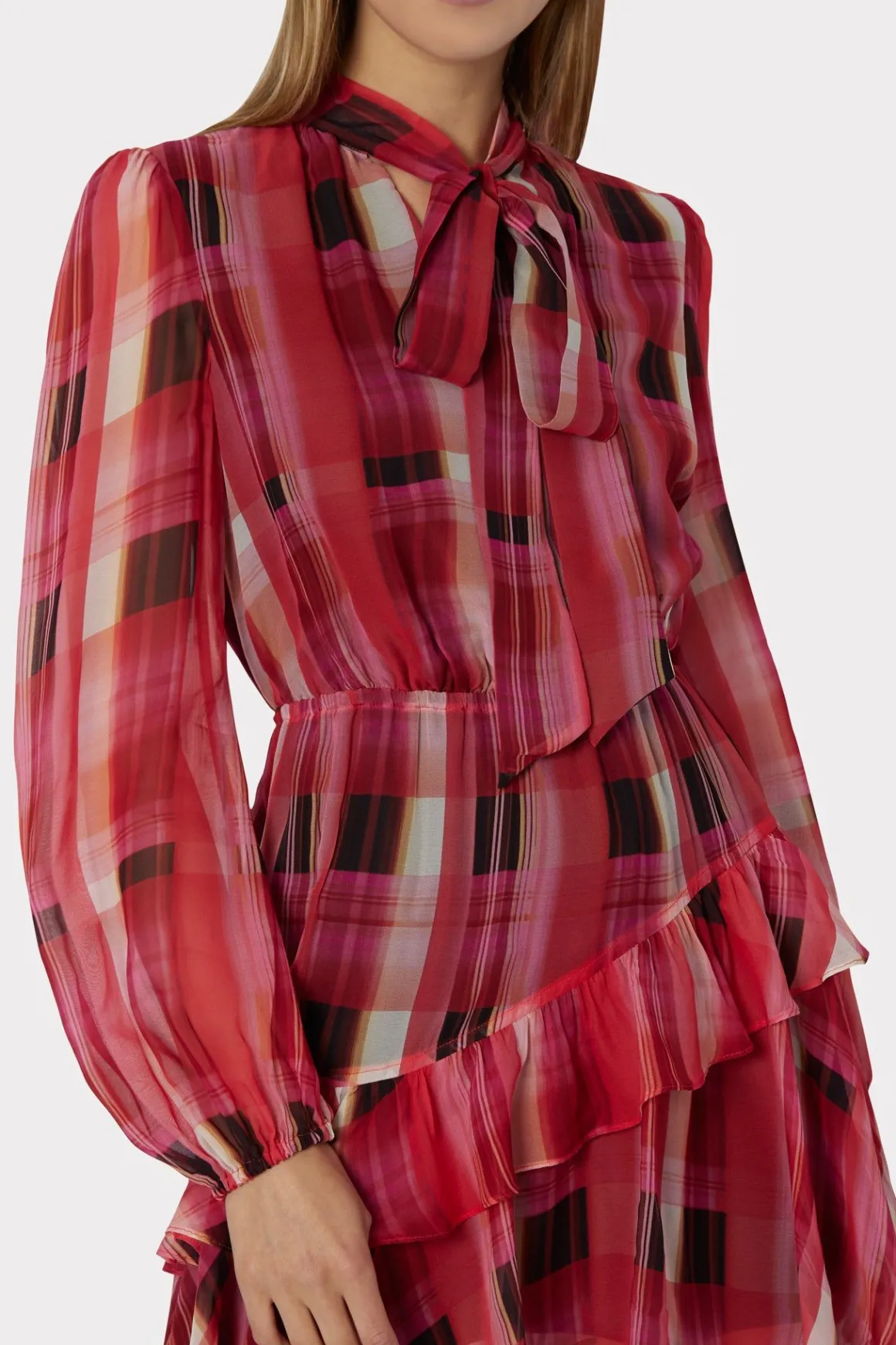 MILLY Day Dresses-Hadlee Prep Plaid Dress Red Multi