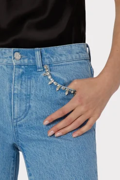 MILLY Pants-Hali Crystal Embellished Jeans Light Wash