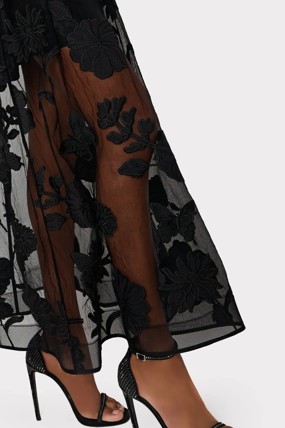 MILLY Jumpsuits & Rompers-Hannah 3D Butterfly Embroidery Dress Black