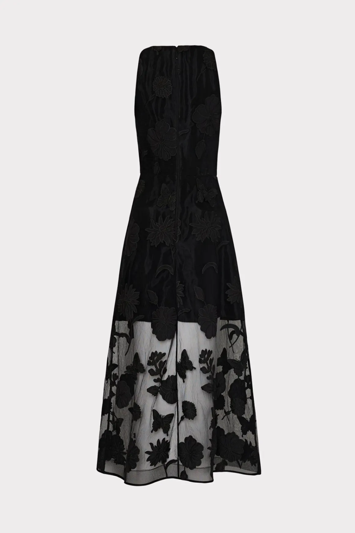 MILLY Evening Gowns-Hannah 3D Butterfly Embroidery Dress Black
