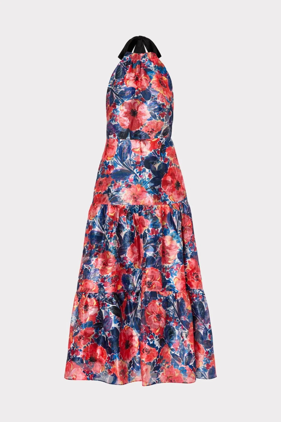 MILLY Guest Of Dresses-Hayden Watercolor Poppy Jacquard Dress Red Multi