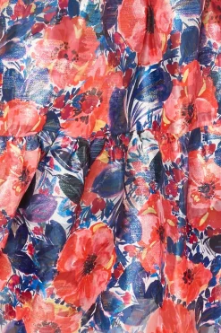 MILLY Cocktail Dresses-Hayden Watercolor Poppy Jacquard Dress Red Multi